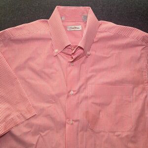Peter Millar Button Down Shirt Mens XL Salmon Excellent Gingham Short Sleeve
